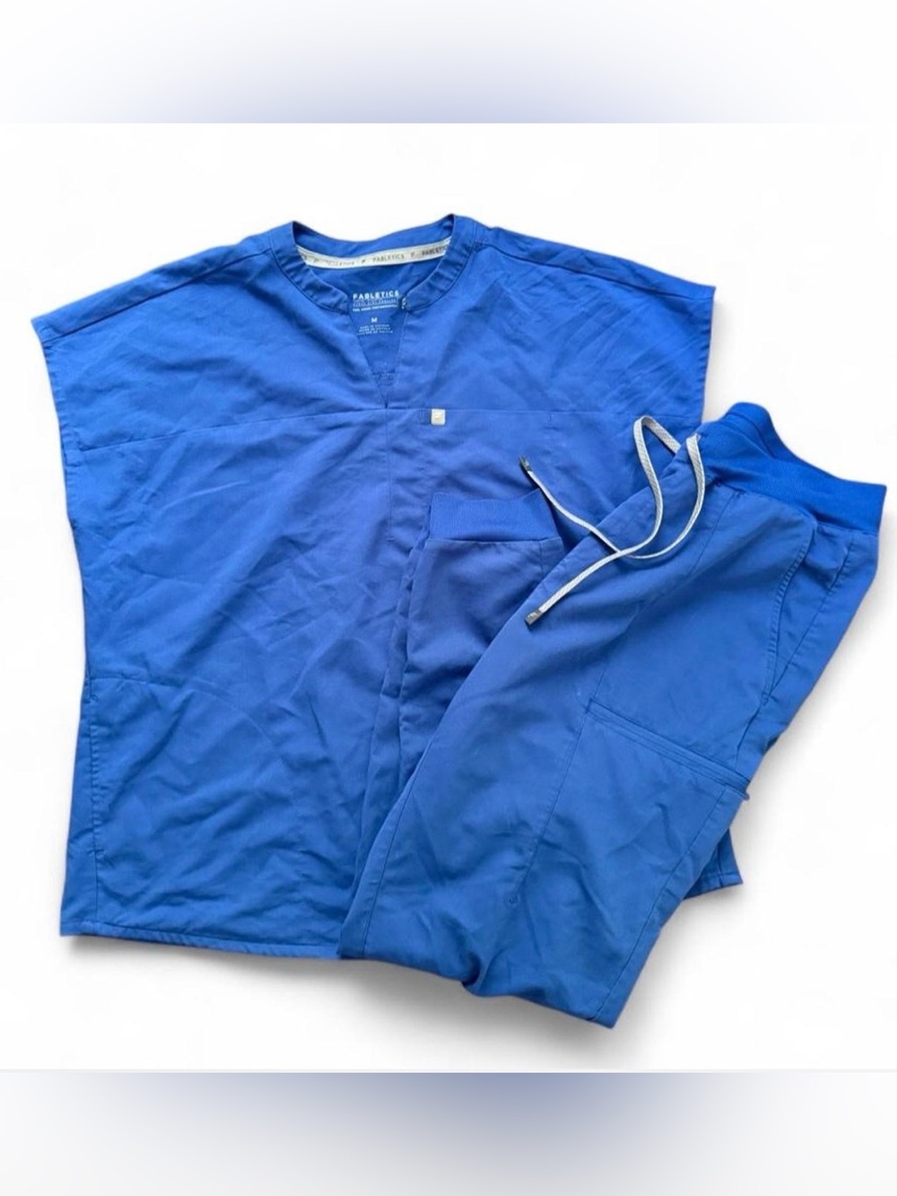 FABLETICS SET blue scrub top and bottom in size Medium. Bright blue color.
